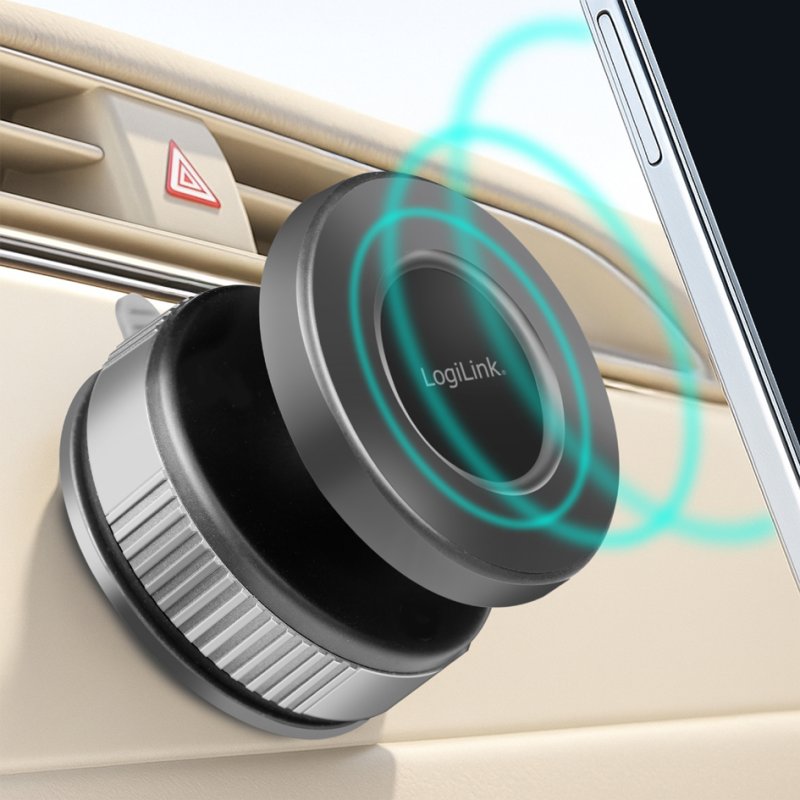 LogiLink support magnétique pour smartphone, noir, rotation 360°, ventouse