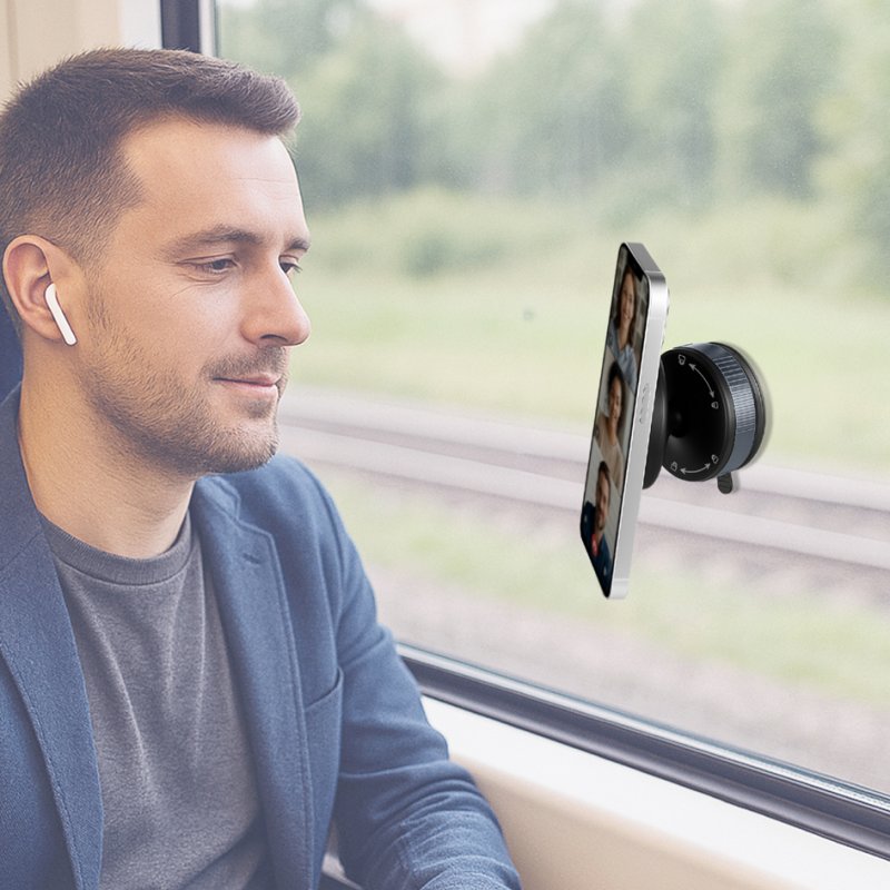 LogiLink support magnétique pour smartphone, noir, rotation 360°, ventouse