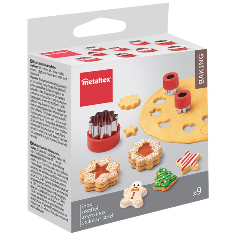 metaltex Mini-Emporte-pièces Noël, 9 pièces, inox/plastique