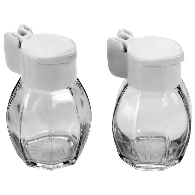 metaltex Ensemble salière et poivrière, verre et plastique blanc, 45 mm x 70 mm, 2 pièces