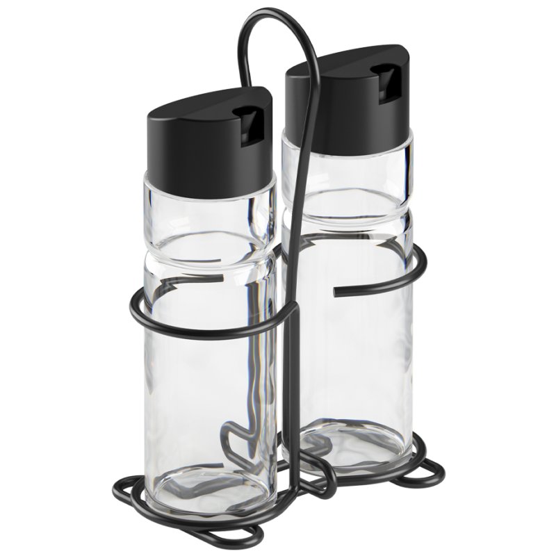 metaltex vinegar and oil cruet set Spice Line, 3-piece, black
