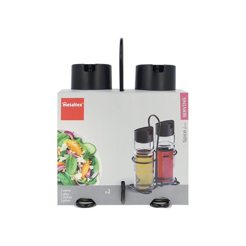 metaltex vinegar and oil cruet set Spice Line, 3-piece, black