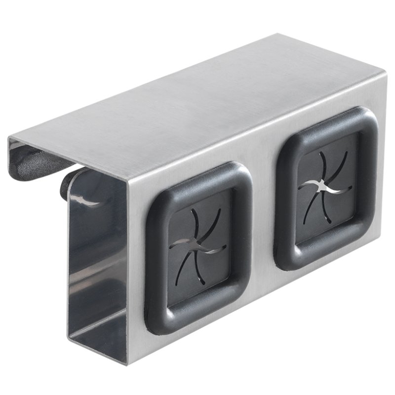 Metaltex porte-serviettes double, acier inoxydable/TPR, argent/noir, pour porte d'armoire