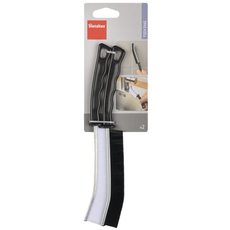 Metaltex brosse à joints, argent/noir, plastique et métal, 2 pièces