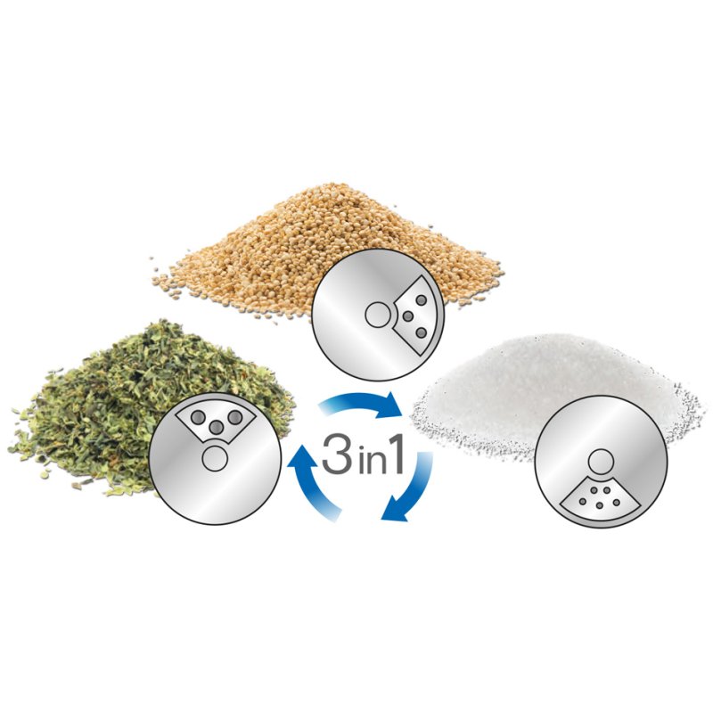 metaltex Saupoudreurs d'épices Shake Line, ensemble 3 pièces, acier inoxydable/verre/plastique, 100 ml