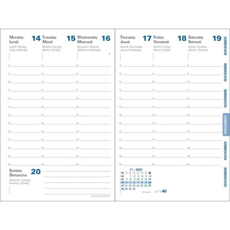 QUO VADIS agenda de poche Affaires R ML EUNOIA 2027, 100 x 150 mm, gris