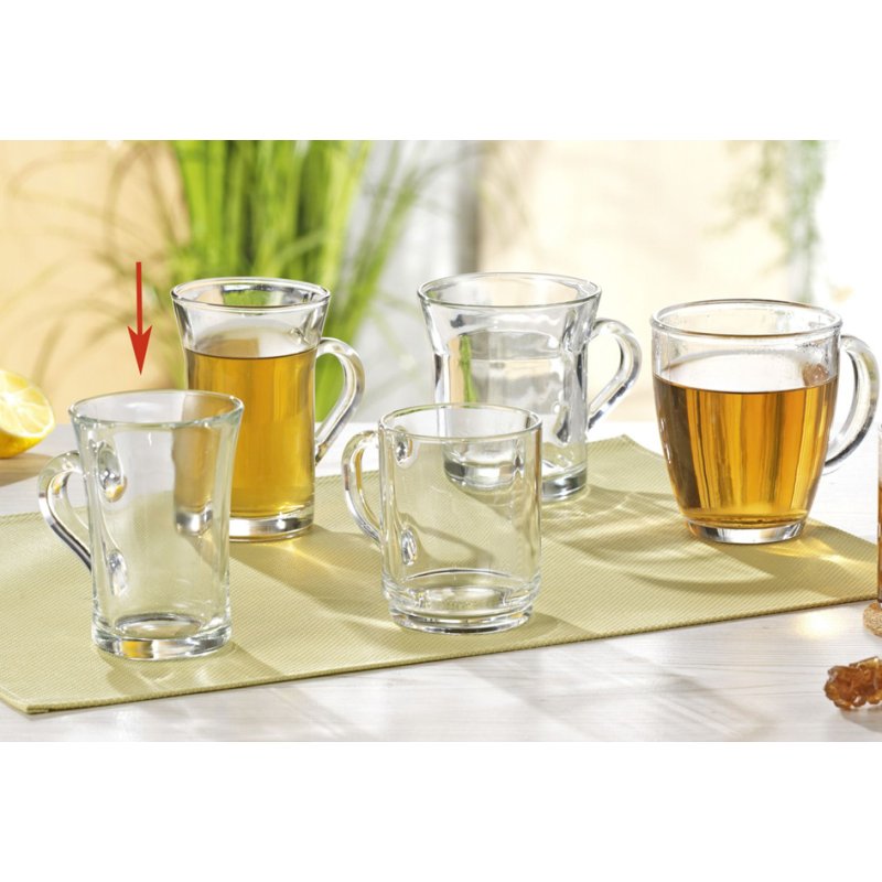 Esmeyer Arcoroc gobelets avec anse AMOS, verre trempé, transparent, 230 ml