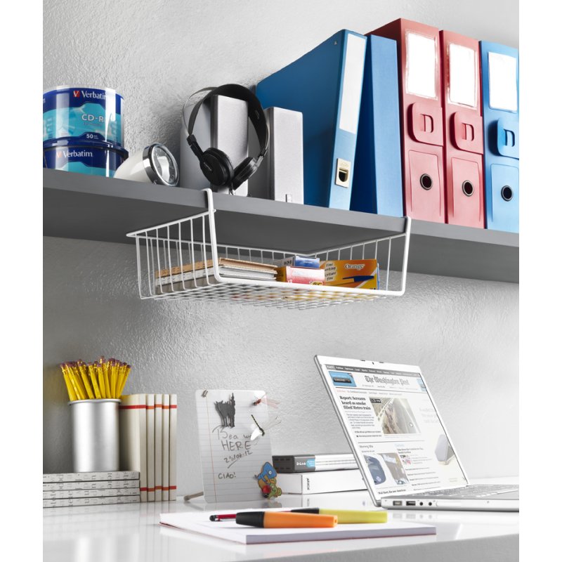 metaltex Babatex panier de rangement, métal plastifié, 300 x 260 x 140 mm, blanc