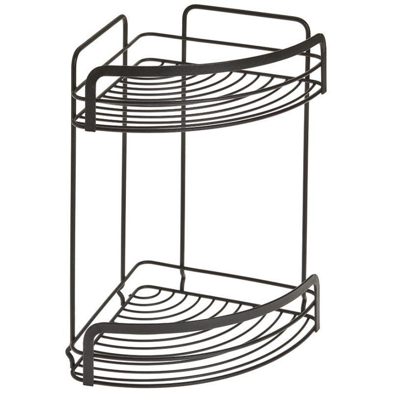 metaltex étagère d'angle Origin LAVA, 2 étages, métal revêtu Touch-Therm, noir
