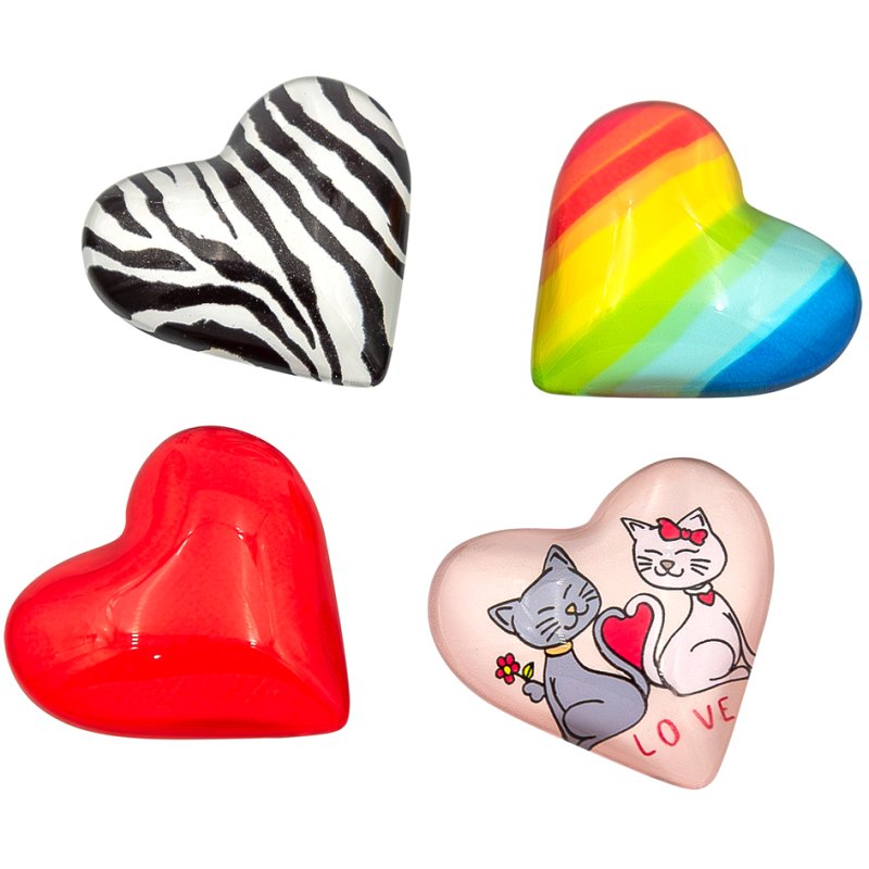 WEDO heart-shaped fridge magnets, glass, diameter 35 mm, 25 pieces