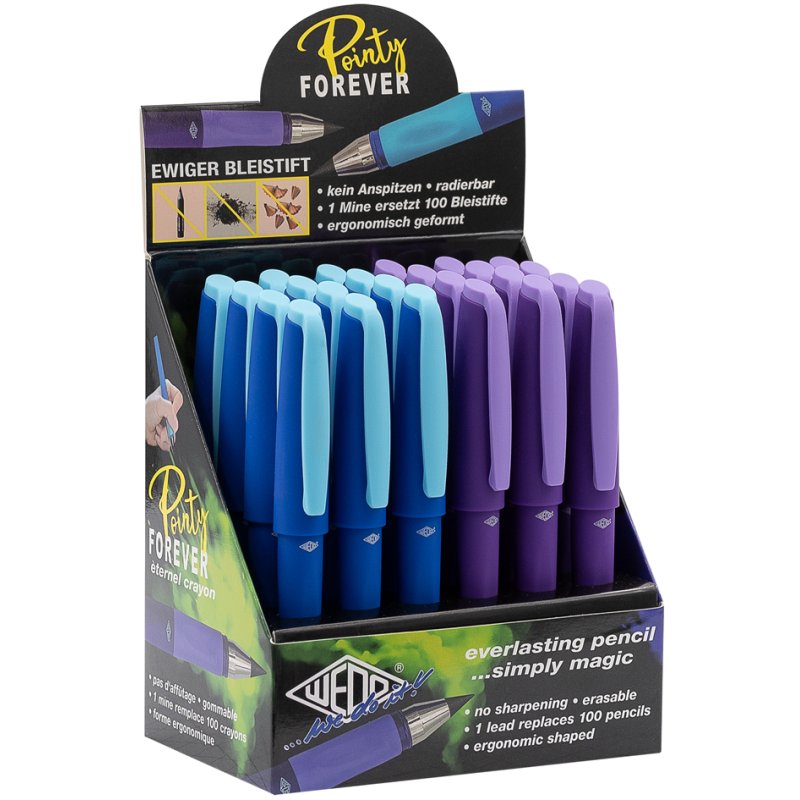 WEDO Pointy Forever Edition everlasting pencils, ergonomic, dark blue & purple, 24 pieces