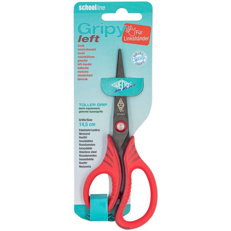 WEDO ciseaux Gripy, gaucher, 145 mm, rouge