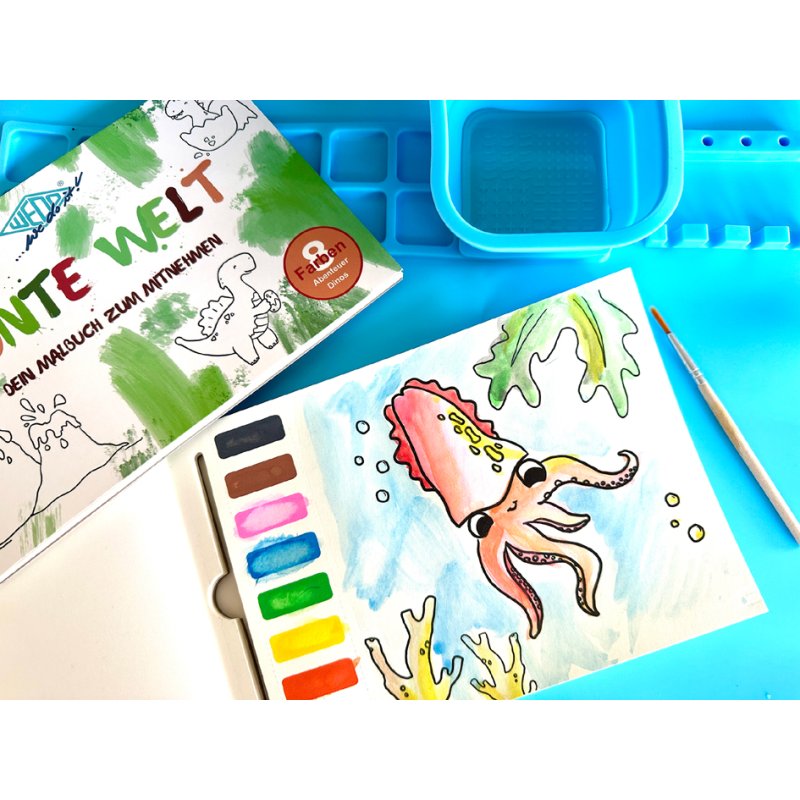 WEDO colouring book BUNTE WELT, includes colours and brush, 3 pieces