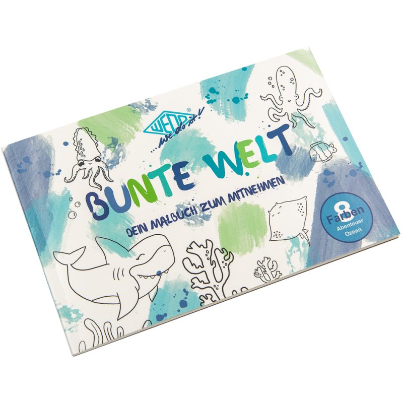 WEDO colouring book BUNTE WELT, includes colours and brush, 3 pieces