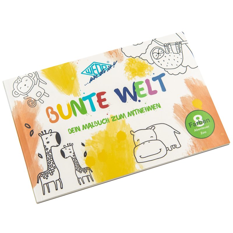 WEDO colouring book BUNTE WELT, includes colours and brush, 3 pieces