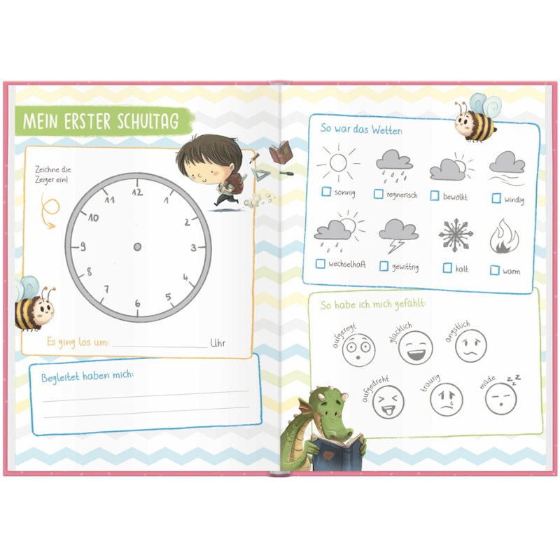 Häfft Lernfreunde memory album Eindelijk Schoolkind, A5, pink