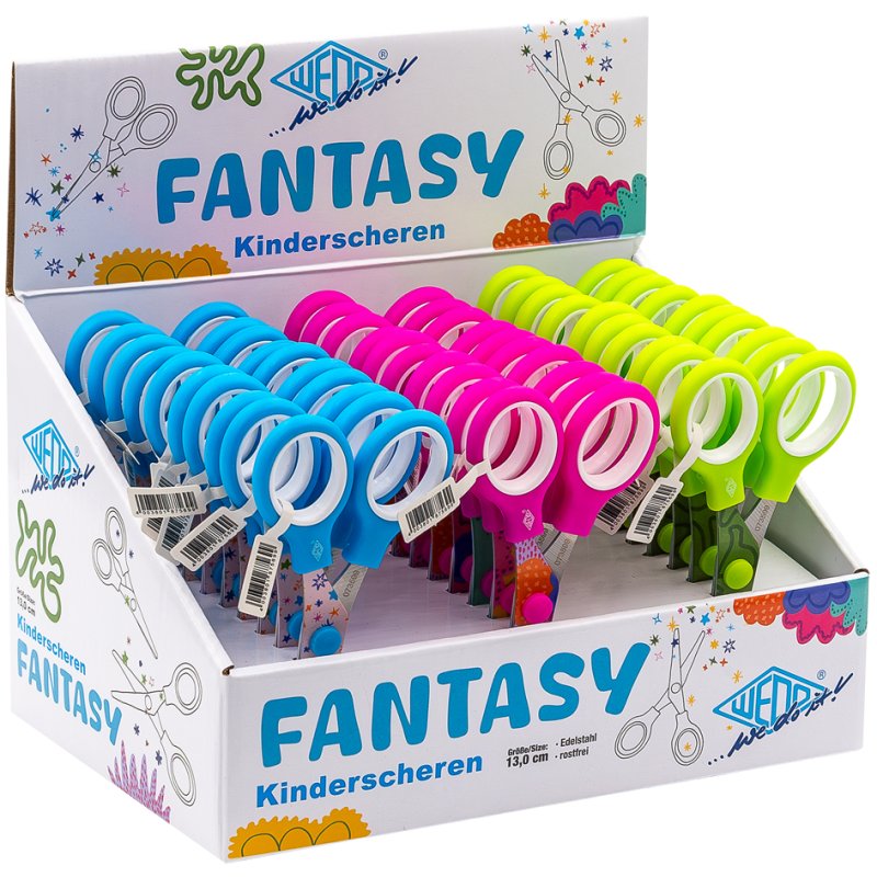 WEDO ciseaux de bricolage FANTASY, acier inoxydable, lame motivée, display 30 pièces
