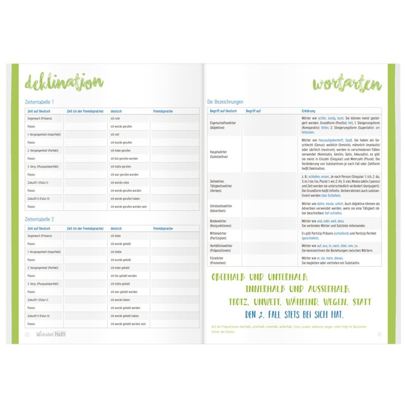 Häfft Vocabulary Book Vokabel-Häfft, green, A5, 32 sheets, 2 columns