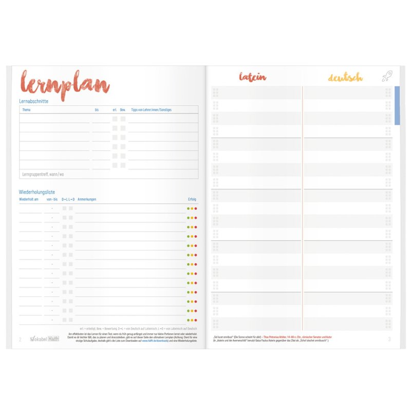 Häfft Vocabulary Book Vokabel-Häfft Latin, orange, A5, 32 sheets, 2 columns