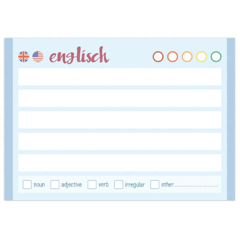 Häfft Vocabulary Flashcards English, A7, double-sided blue/red, 100 pieces