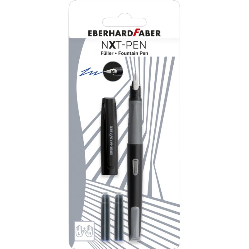 EBERHARD FABER fountain pen NXT-Pen, white/black, medium nib, includes 2 cartridges