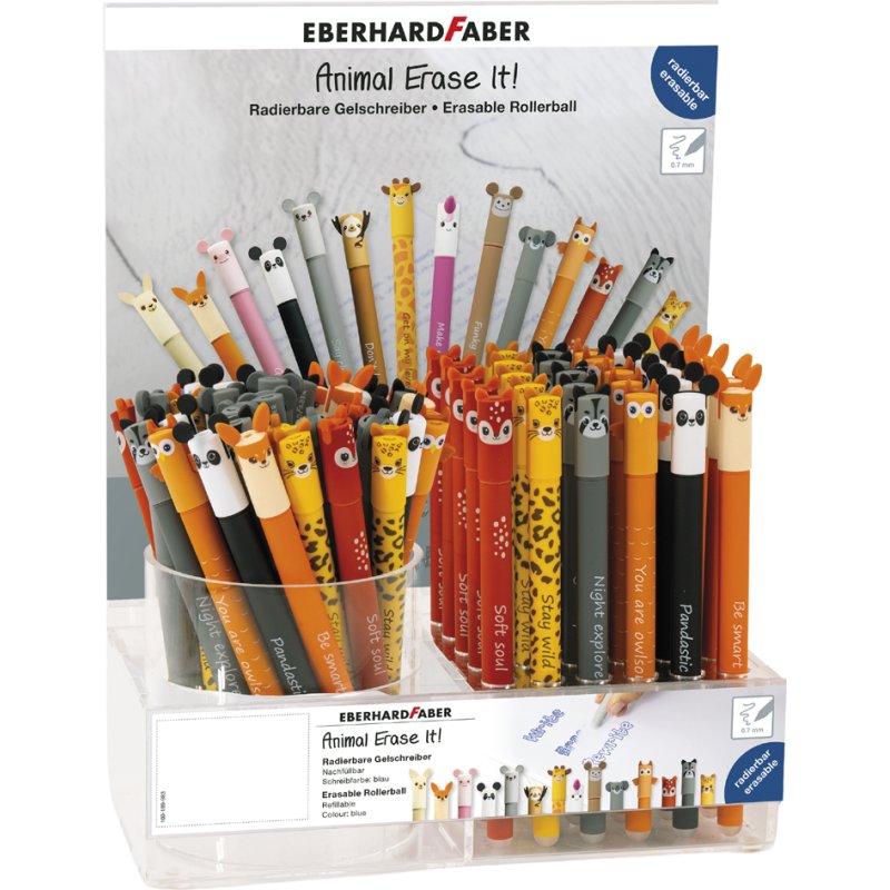 EBERHARD FABER gelpen Animal Erase it!, 0,7 mm, bleu, 72 pièces display
