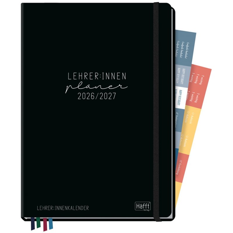 Häfft Black Edition Teacher Planner, black, A4+, hardcover, Aug 2026–July 2027