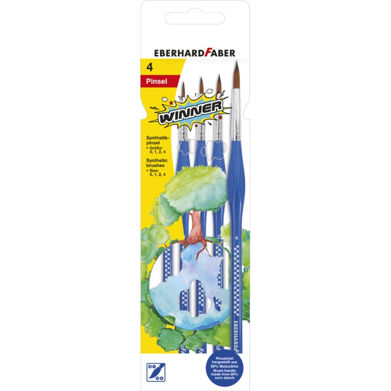 EBERHARD FABER brush set WINNER, synthetic hair, blue, 4-piece