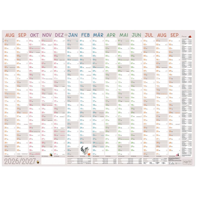 Häfft E Wall Calendar, A1 landscape, 13 months, 100 g/m²
