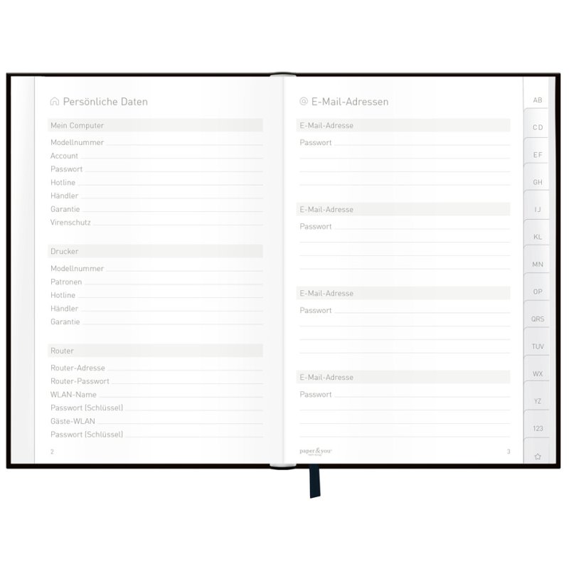 Häfft Paper & You Password Organiser, A6+, 144 pages