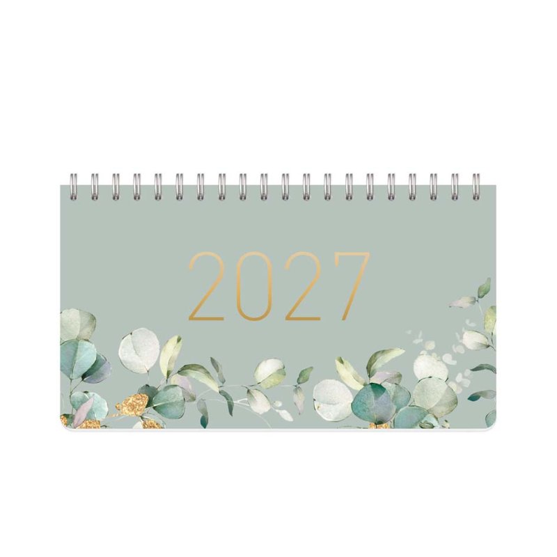 Häfft Minty Leaves pocket desk calendar 2027, 106 x 100 mm, spiral-bound