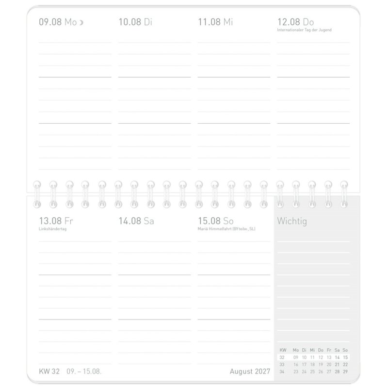 Häfft Minty Leaves pocket desk calendar 2027, 106 x 100 mm, spiral-bound