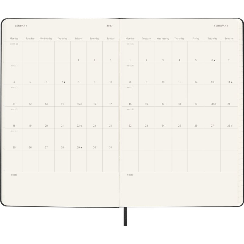 Moleskine agenda 18 meses 2026/2027, calendario semanal A5, rojo escarlata
