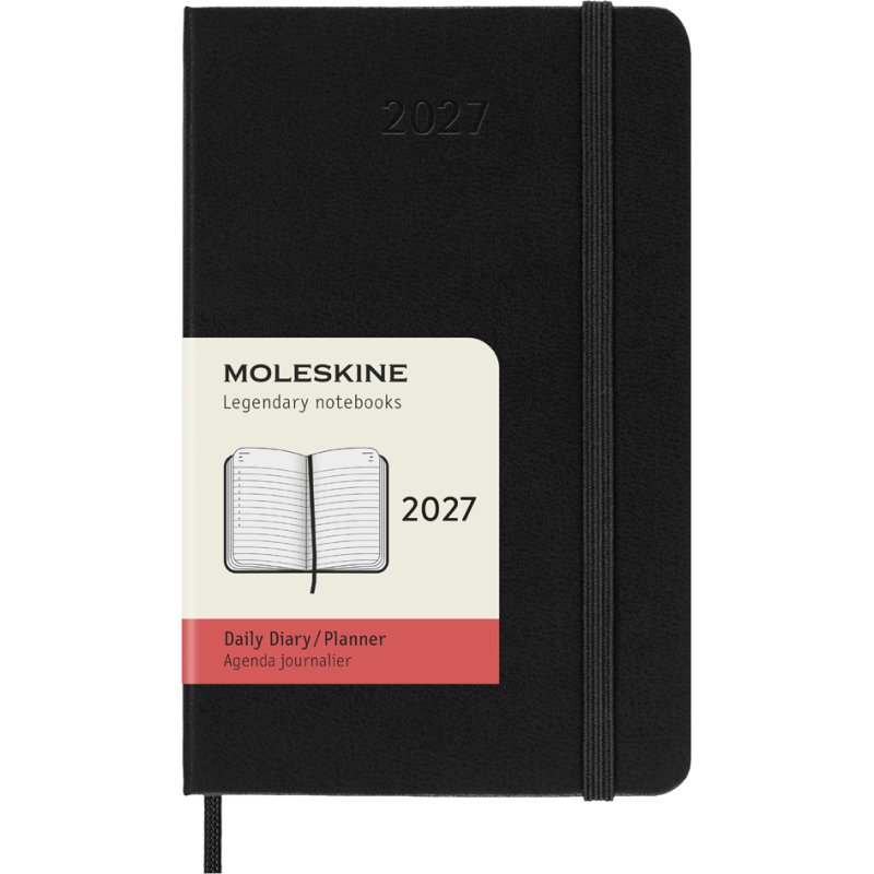 Moleskine agenda 12 mois, couverture rigide, rouge écarlate, 90 x 140 mm