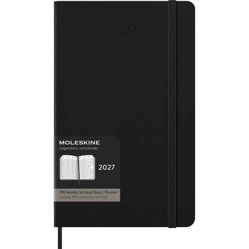 Moleskine calendrier hebdomadaire Pro 2027, L/A5, couverture rigide, noir