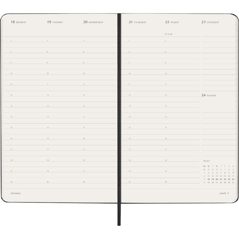 Moleskine calendrier hebdomadaire Pro 2027, L/A5, couverture rigide, noir