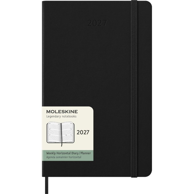 Moleskine calendrier hebdomadaire 2027, reliure rigide, 130 x 210 mm, noir