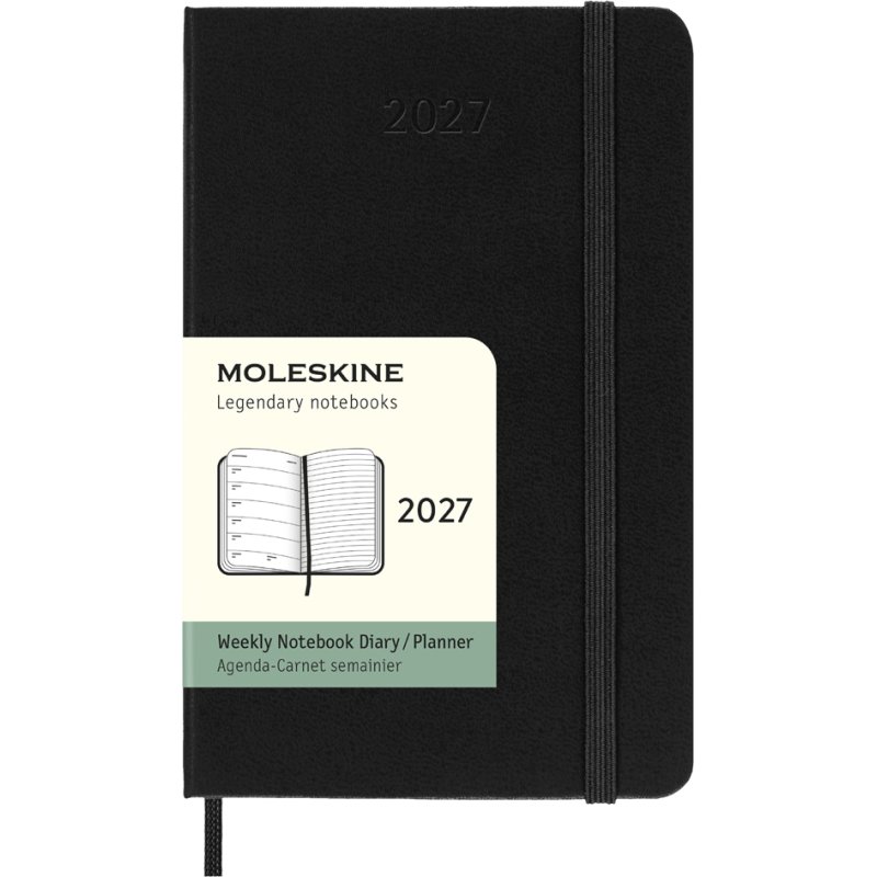 Moleskine agenda semainier 2027, couverture rigide P/A6, vert de myrte