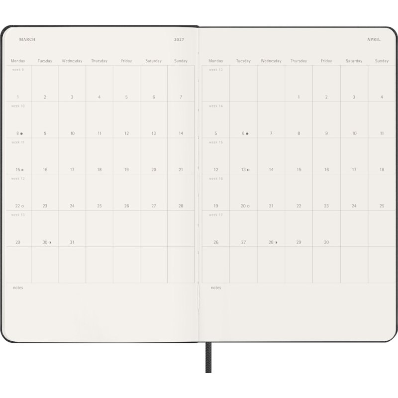 Moleskine agenda hebdomadaire 2027, L/A5 reliure cartonnée, bleu saphir