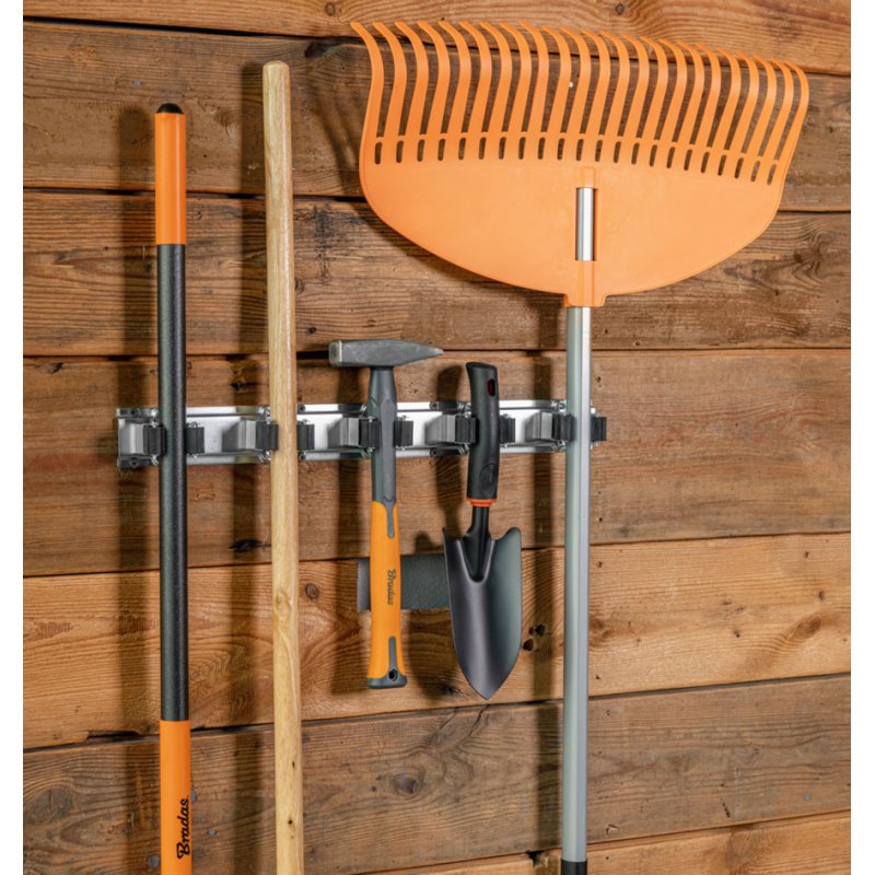Bradas 5-way tool holder, silver/orange/black, wall mounting, steel & TPR