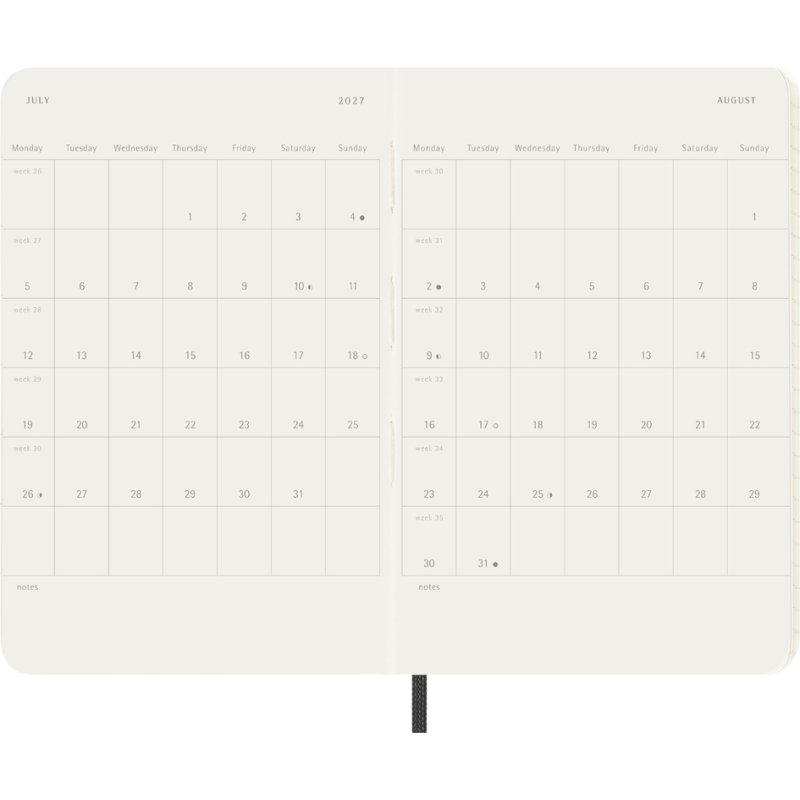 Moleskine weekkalender 12 maanden, softcover zwart, 90 x 140 mm