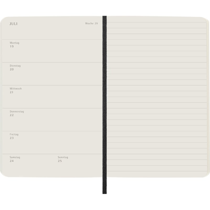 Moleskine zakagenda 12 Maanden, weekkalender P/A6, softcover, zwart