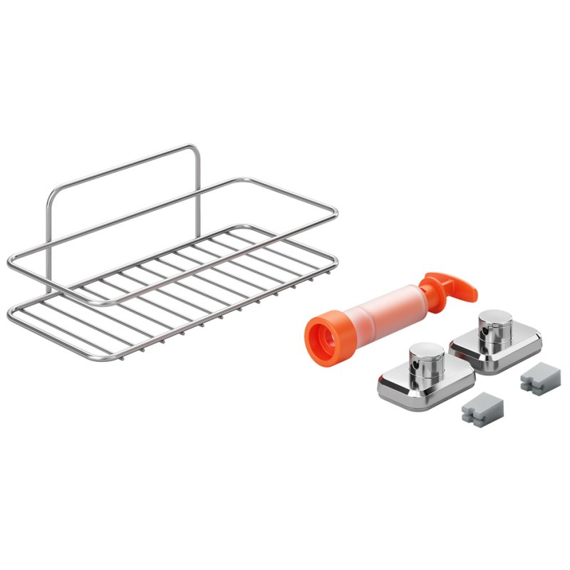 Metaltex étagère Reflex Luxy, métal argenté, système vacuum-fix, 260x130x110 mm