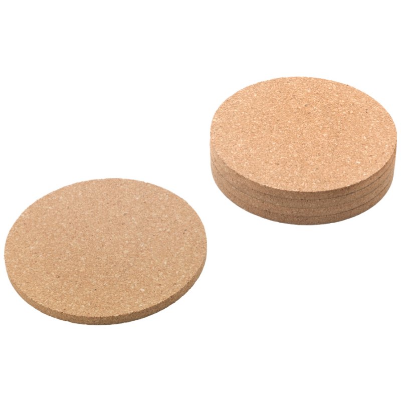 metaltex natural cork glass coasters, non-slip, diameter 90 mm, 6 pieces