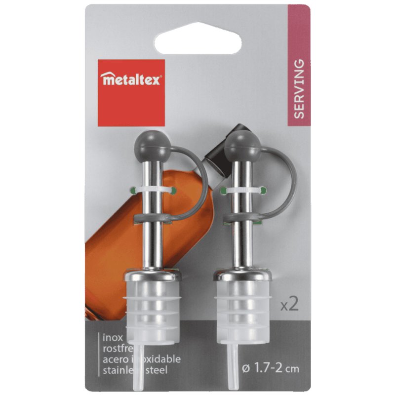 Metaltex Verseurs de bouteilles, acier inoxydable, bouchon PE, 2 pièces