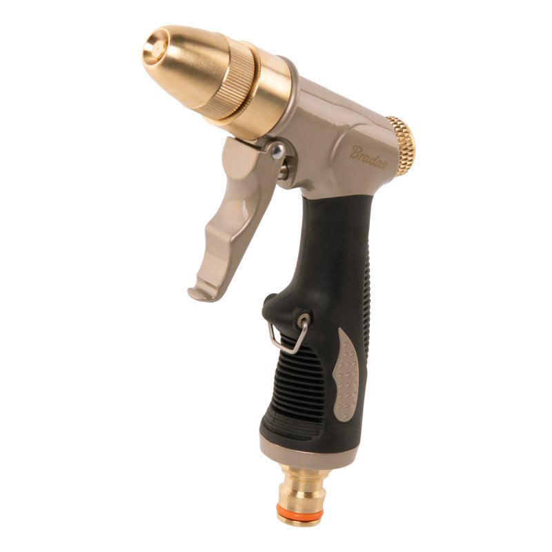 Bradas pistolet de pulvérisation SpritzbrAQUA, métal avec accents cuivre, 3 fonctions de pulvérisation, noir/or/cuivre