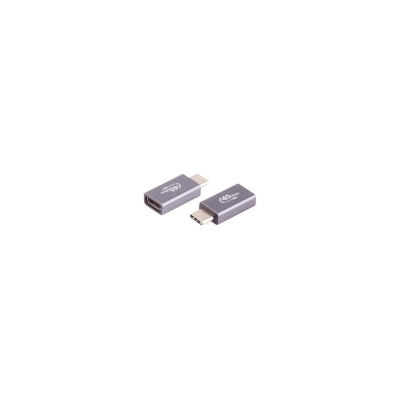 shiverpeaks USB 4.0 adapter PRO, grey, USB-C plug - coupler, 40 Gbit/s, metal