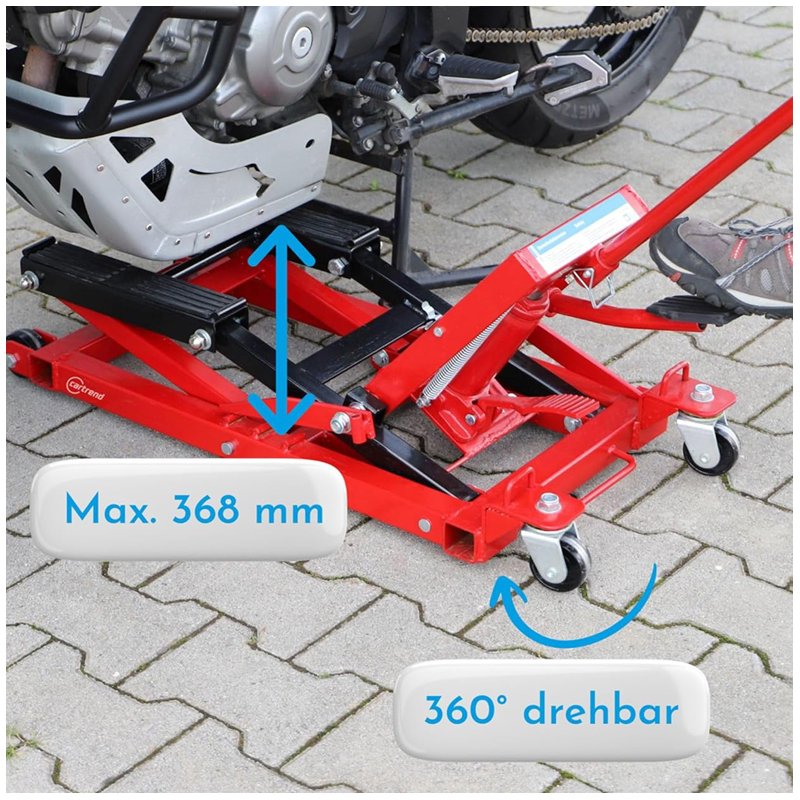 Cartrend cric de voiture, système hydraulique, 680 kg capacité de charge, rouge