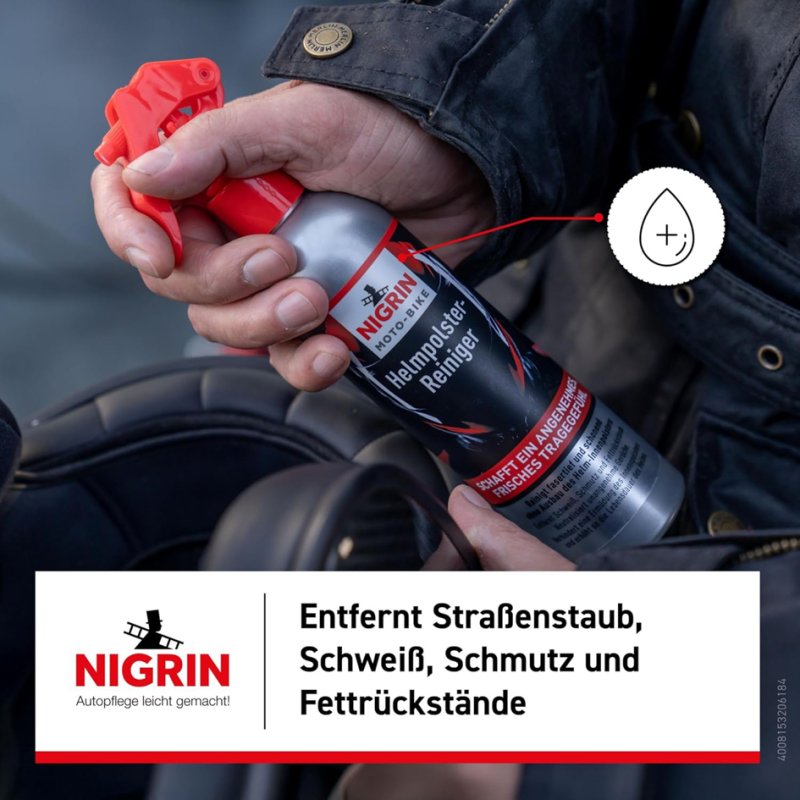 NIGRIN MOTO-BIKE helmet lining cleaner, 300 ml spray bottle, odour remover