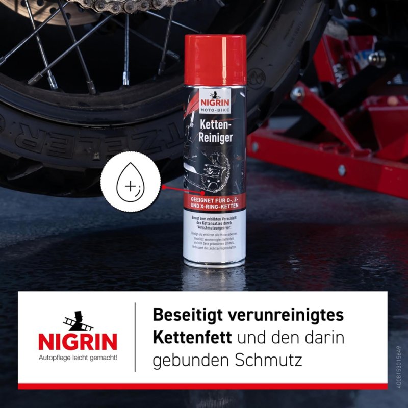 NIGRIN MOTO-BIKE chain cleaner, 500 ml spray bottle, motorcycle
